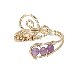 3 Stück Fingerringe aus natürlichem Amethyst&nbsp;RJEW-JR00838