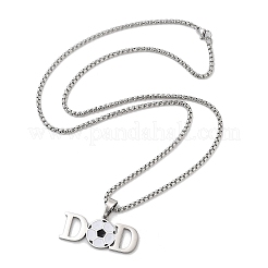 Collane con ciondolo a forma di palla sportiva con catena a scatola in acciaio inossidabile 202 per uomo&nbsp;NJEW-K380-01A-01