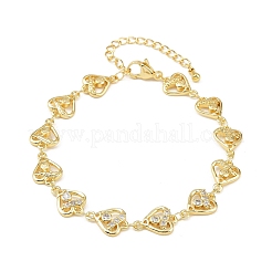 Bracciali a catena con micro pavé di zirconi cubici trasparenti in ottone per donna&nbsp;BJEW-A090-09B-G
