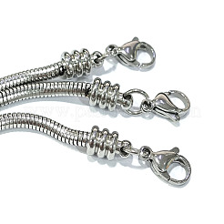 Bracelets à chaînes serpent rondes européennes en acier inoxydable 304 résistant au ternissement&nbsp;X-STAS-J015-06