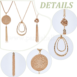 3 stücke 3 arten legierung teardrop disc knoten anhänger lange halskette sets&nbsp;NJEW-WH20050-01KCG
