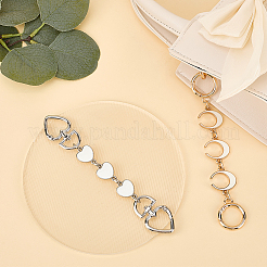 2 Stück 2 Stile Legierung weißer Emaille Mond & Herz Gliederkette Taschengurte&nbsp;FIND-GF0007-94