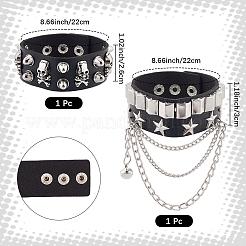 2 bracciale in similpelle stile punk&nbsp;BJEW-CL0001-04B