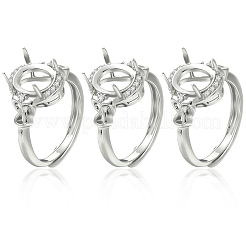 6 Stück verstellbare Messing-Mikropflaster-Fingerring-Komponenten mit klarem Zirkonia&nbsp;ZIRC-BBC0003-43