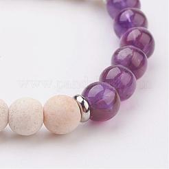 Bracelets étiraux naturels et améthystiques&nbsp;BJEW-JB02997-03