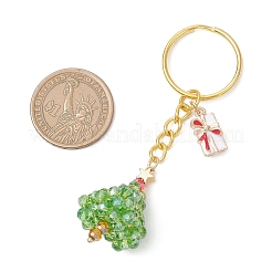 Porte-clés en perles de verre faites à la main en forme de sapin de Noël&nbsp;KEYC-MZ00044