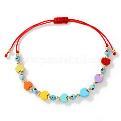 Braccialetti con maglie in vetro e cuore in turchese sintetico con malocchio&nbsp;IQ8070