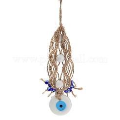 Plat rond avec des décorations de pendentif en verre mauvais œil&nbsp;EVIL-PW0002-18A-01