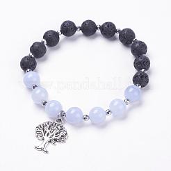 Bracelets de charme de perles de pierre de lave naturelle&nbsp;BJEW-JB03369