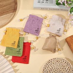 24 bolsa de tela con cordón y estampado de flores en 6 colores&nbsp;ABAG-CA0001-22A