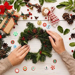50pcs 10 Arten Weihnachtsthema handgemachte Polymertonperlen&nbsp;CLAY-YW0002-02