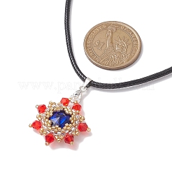 Collane perline pendente vetro fiore&nbsp;NJEW-MZ00047-02