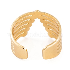 Anello polsino aperto lettera v in acciaio inox 304 con placcatura sotto vuoto pvd&nbsp;RJEW-G316-12G