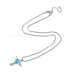 Fée zircone cubique avec collier pendentif coeur avec chaînes de boîte&nbsp;NJEW-C004-01A