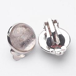 Orecchini a clip in ottone di cristallo naturale&nbsp;EJEW-A051-B007
