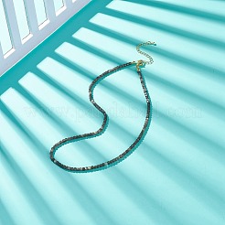 Collana di perline cubiche di ossidiana color argento naturale per le donne&nbsp;NJEW-JN04111-02