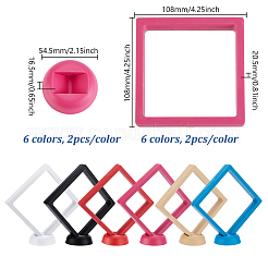 12 Stück 6 Farben quadratische transparente PE-Dünnschicht-Schmuckdisplayboxen&nbsp;ODIS-GA0001-71