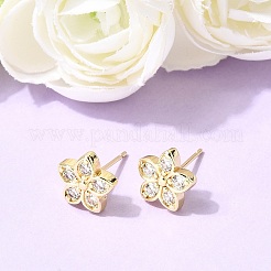 Pendientes de latón con micropavé de circonitas cúbicas transparentes para San Valentín&nbsp;EJEW-C186-22G-03