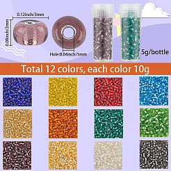 12 couleurs perles de rocaille rondes en verre&nbsp;SEED-SC0001-56D