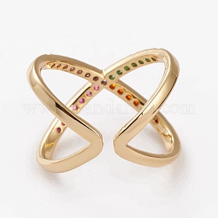 Micro allanar anillos de latón manguito de óxido de circonio cúbico&nbsp;RJEW-C101-13G
