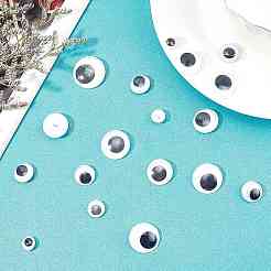 Black & white Kunststoff wackeln Kulleraugen Tasten DIY Scrapbooking Handwerk Spielzeug Zubehör&nbsp;KY-PH0001-12