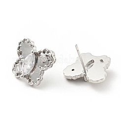 Orecchini a bottone a farfalla con zirconi chiari&nbsp;EJEW-G297-35A-P