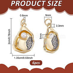 6 pendentif imitation perle en laiton et ABS&nbsp;KK-PH0014-93
