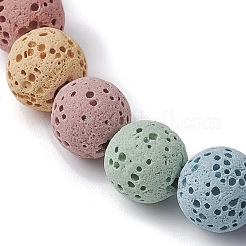 Braccialetti con perline intrecciate rotonde di roccia lavica naturale tinta&nbsp;BJEW-JB09906