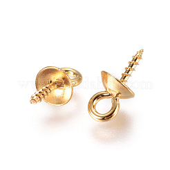 PVD-Vakuumbeschichtung 304 Edelstahl Cup Pearl Peg Bails Pin Anhänger&nbsp;STAS-I120-53C-G