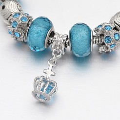 Corona in lega strass smalto braccialetti in rilievo europeo&nbsp;BJEW-I182-02D