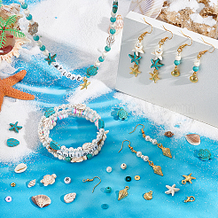 Kits para hacer aretes colgantes de concha natural y turquesa sintética&nbsp;DIY-PH0023-57