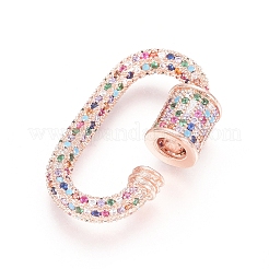 Messing Micro Pave Zirkonia Schraube Karabiner Schloss Charms&nbsp;ZIRC-L085-08RG