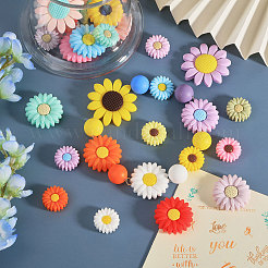 28 Stück 28 Stile Sonnenblumen-Gänseblümchen-Silikonperlen&nbsp;SIL-CA0003-13