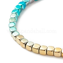 Braccialetti elastici con cuore in ematite sintetica a 2 pezzi e cubo con perline&nbsp;BJEW-JB07721