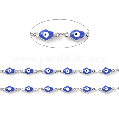 Mano di hamsa smaltata con catene a maglie malocchio&nbsp;CHS-G023-01P-03