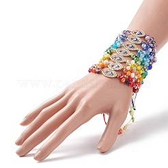 Set di braccialetti con perline intrecciate in vetro e occhi diabolici a 7 colori&nbsp;BJEW-JB08907