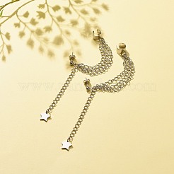 Boucles d'oreilles pendantes avec chaînes de sécurité en acier inoxydable 304 résistant au ternissement et manchette d'oreille&nbsp;EJEW-JE04923-02