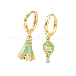 Boucles d'oreilles créoles en laiton avec micro pavé de zircone cubique pour femmes&nbsp;EJEW-A168-07G-01