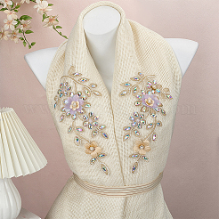 2 stücke 2 arten blume polyester & glas & kunststoff perle stickerei nähen auf ornament zubehör&nbsp;PATC-FG0003-42