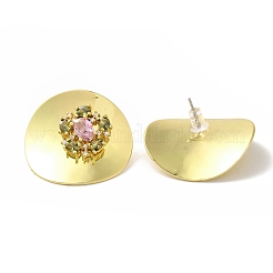 Boucles d'oreilles en laiton plaqué micro pavé de zircons cubiques transparents&nbsp;EJEW-B062-08A-GP