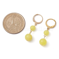 Boucles d'oreilles pendantes à levier en acier inoxydable 304 avec jade citron naturel&nbsp;EJEW-JE06027