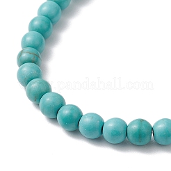 Synthetische türkisfarbene Stretch-Armbänder aus Würfeln und runden Perlen&nbsp;BJEW-JB10807-07