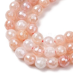 Colliers de perles d'aventurine rose naturelle électroplaquées&nbsp;G-B191-A05-6mm