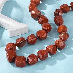 Colliers de perles en pépites de jaspe rouge naturel pour femmes et hommes&nbsp;NJEW-K388-01L