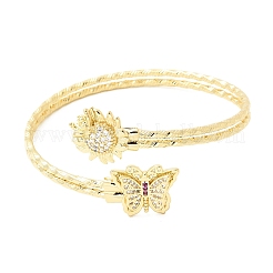 Messing-Armreife mit Mikropflaster und Zirkonia für Damen&nbsp;BJEW-F526-06G