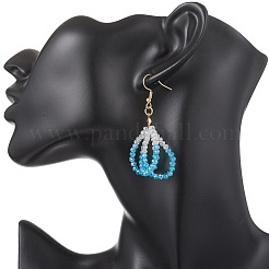 Boucles d'oreilles pendantes en forme de fleur en verre et acier inoxydable 304&nbsp;EJEW-JE06721
