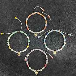 Bracelets tressés en perles de pierres précieuses rondes naturelles mélangées pour femmes&nbsp;BJEW-JB11658