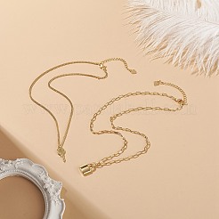 2pcs 2 style en laiton cadenas et clé pendentif collier ensemble&nbsp;NJEW-JN04060