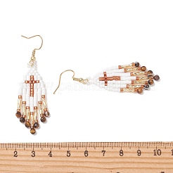 Perles de rocaille de verre pendent des boucles d'oreilles&nbsp;EJEW-MZ00737-03