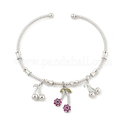 Bracelets à breloques en forme de fruits en laiton micro pavé de zircones cubiques pour femmes&nbsp;BJEW-Z089-01P-02